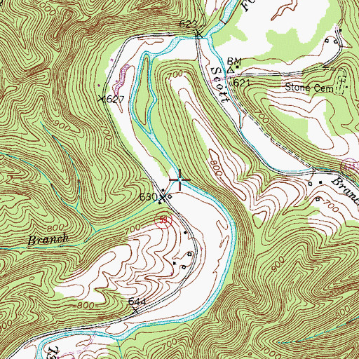 Topographic Map of Pine Branch, KY