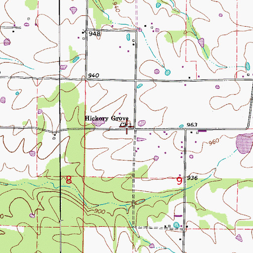 Topographic Map of Hickory Grove Church, AR