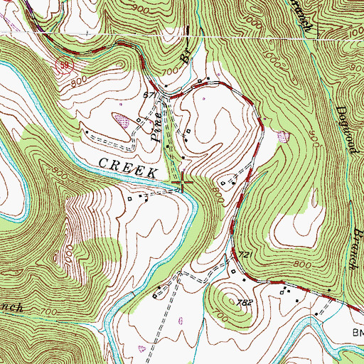 Topographic Map of Pine Branch, KY