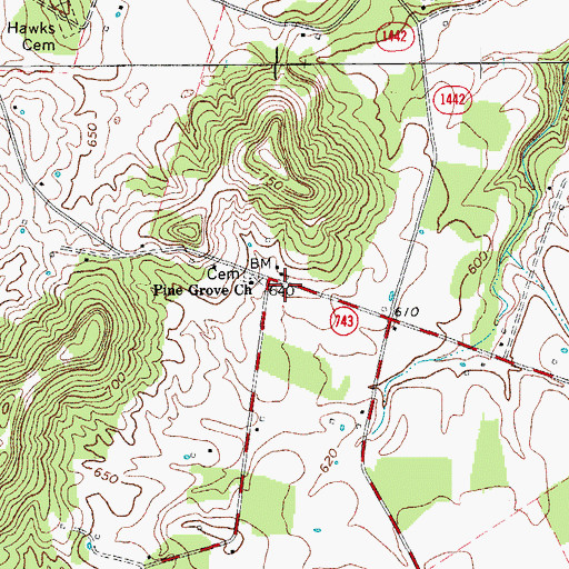 Topographic Map of Pine Grove Church, KY