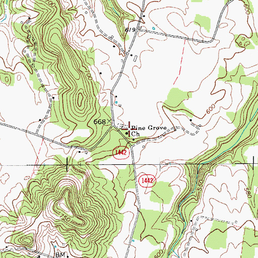 Topographic Map of Pine Grove Church, KY