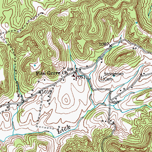 Topographic Map of Pine Grove Church, KY