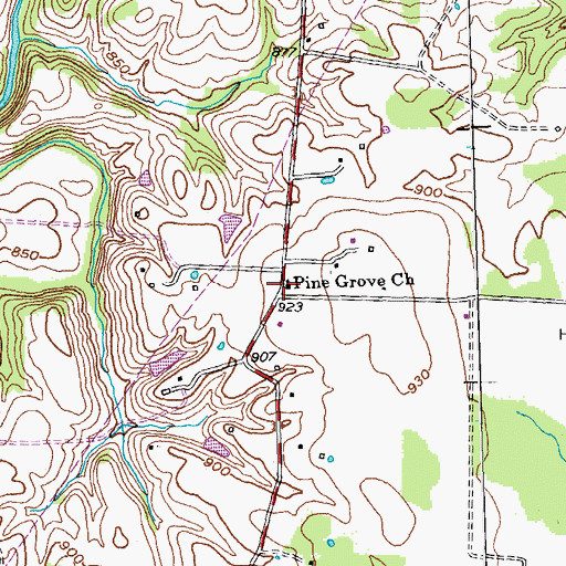Topographic Map of Pine Grove Church, KY