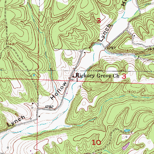 Topographic Map of Hickory Grove Church, AR