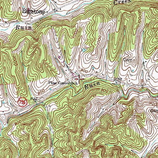 Topographic Map of Pine Grove School, KY