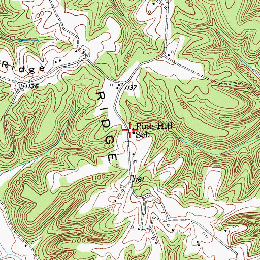 Topographic Map of Pine Hill School, KY