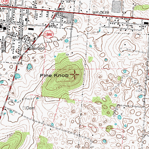 Topographic Map of Pine Knob, KY