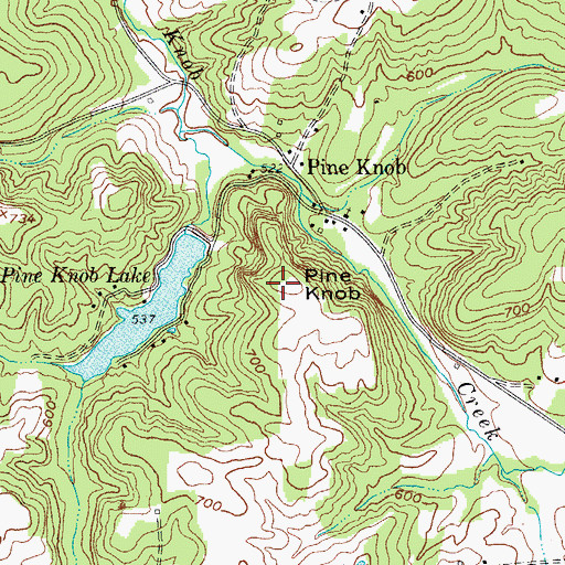 Topographic Map of Pine Knob, KY