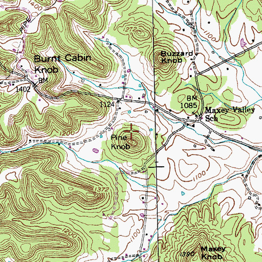 Topographic Map of Pine Knob, KY