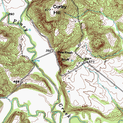 Topographic Map of Pine Knob Bluff, KY
