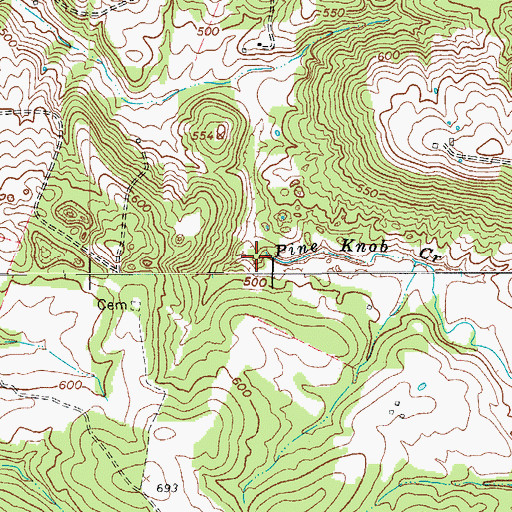 Topographic Map of Pine Knob Creek, KY
