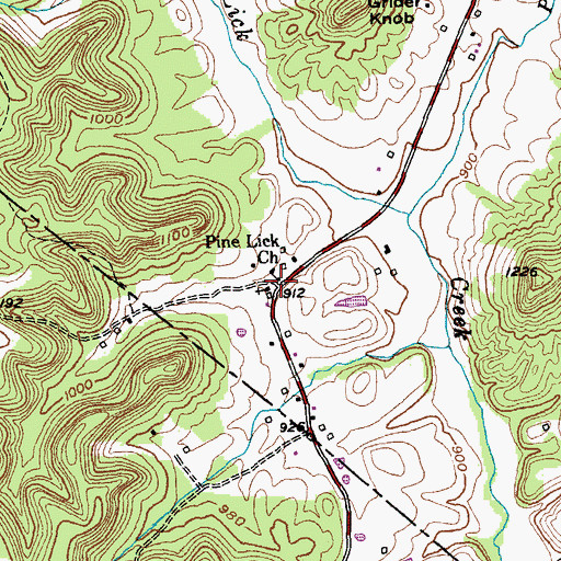 Topographic Map of Pine Lick Church, KY