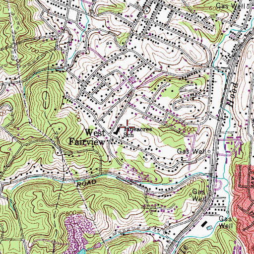 Topographic Map of Pineacres School, KY