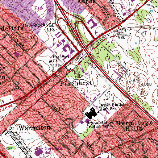 Topographic Map of Pinehurst, KY