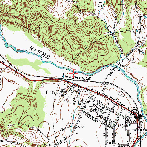 Topographic Map of Piney Grove Cemetery, KY