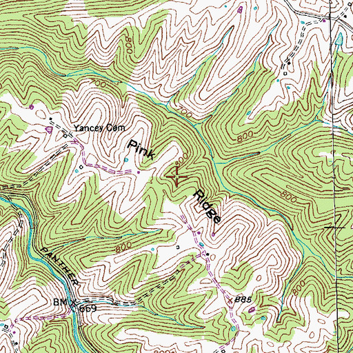 Topographic Map of Pink Ridge, KY