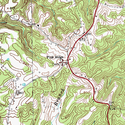 Topographic Map of Pink Ridge Church, KY