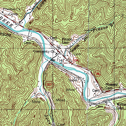 Topographic Map of Pinson Branch, KY