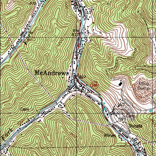 Topographic Map of Pinson Fork, KY