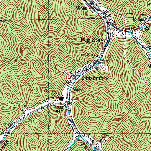 Topographic Map of Pinsonfork, KY