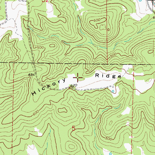Topographic Map of Hickory Ridge, AR