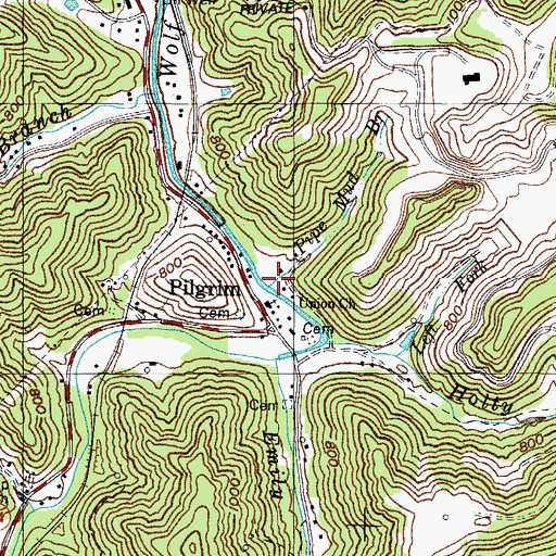 Topographic Map of Pipe Mud Branch, KY