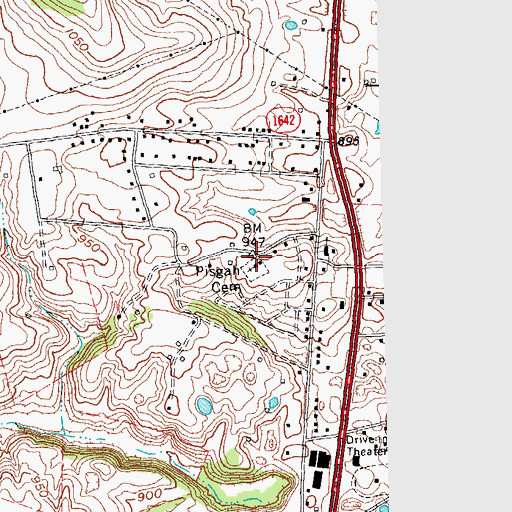 Topographic Map of Pisgah Cemetery, KY