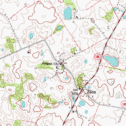Topographic Map of Pisgah Church, KY