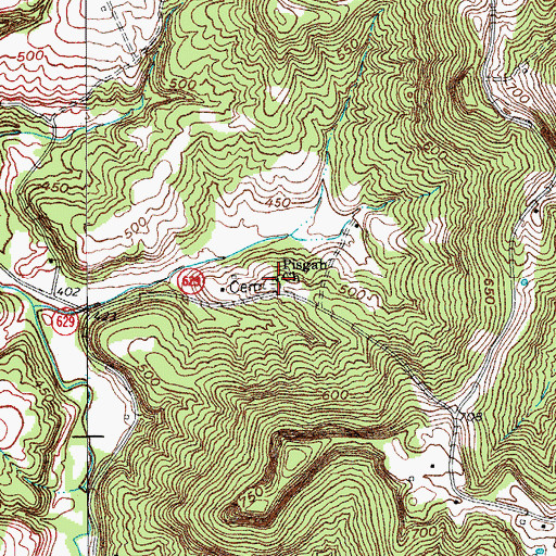 Topographic Map of Pisgah Baptist Church, KY