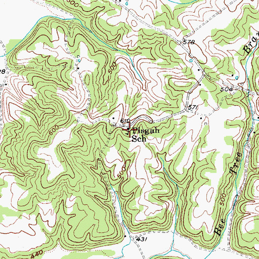 Topographic Map of Pisgah School, KY