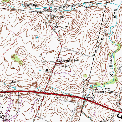 Topographic Map of Pisgah School, KY