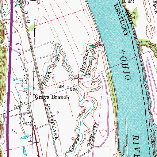 Topographic Map of Pitch Branch, KY