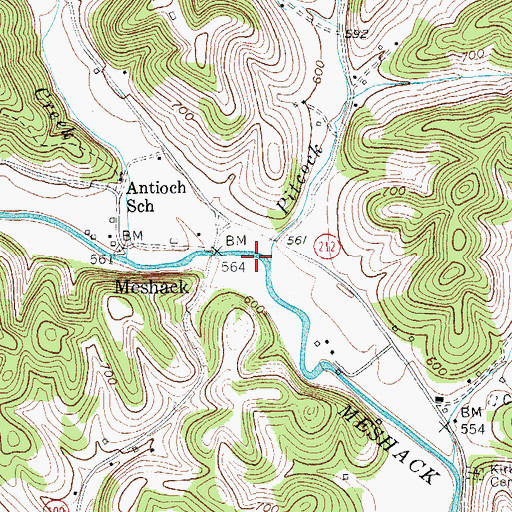 Topographic Map of Pitcock Branch, KY