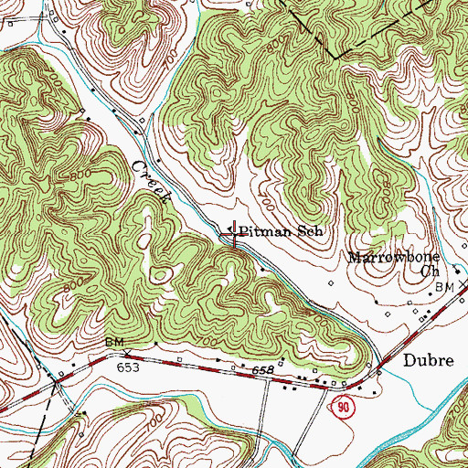 Topographic Map of Pitman School, KY