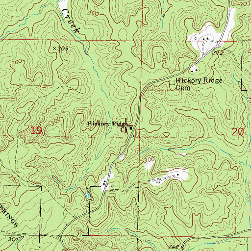 Topographic Map of Hickory Ridge Church, AR
