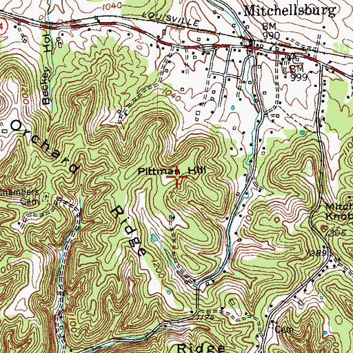 Topographic Map of Pittman Hill, KY