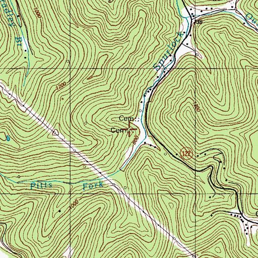 Topographic Map of Pitts Cemetery, KY