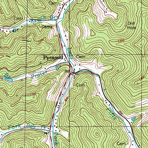Topographic Map of Pitts Fork, KY