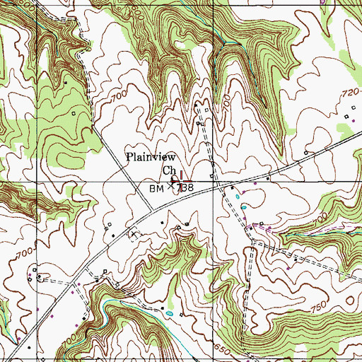 Topographic Map of Plainview Church, KY