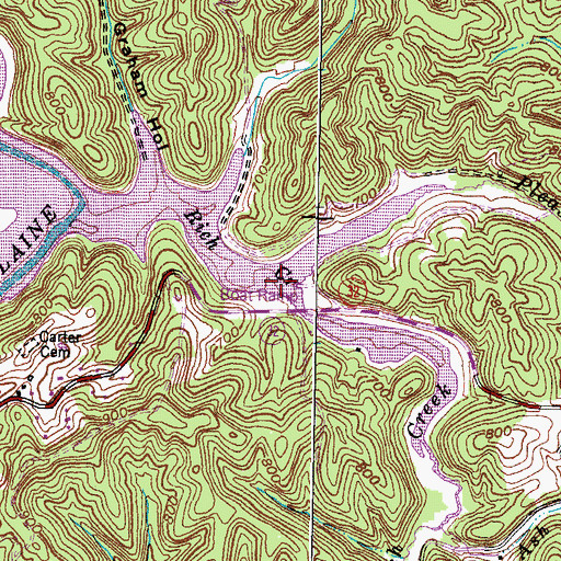 Topographic Map of Pleas Creek, KY
