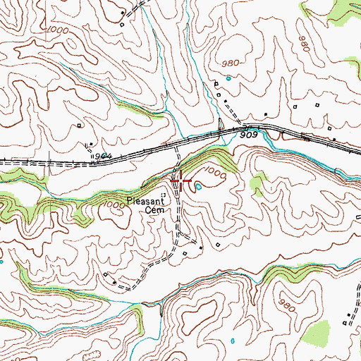 Topographic Map of Pleasant Cemetery, KY