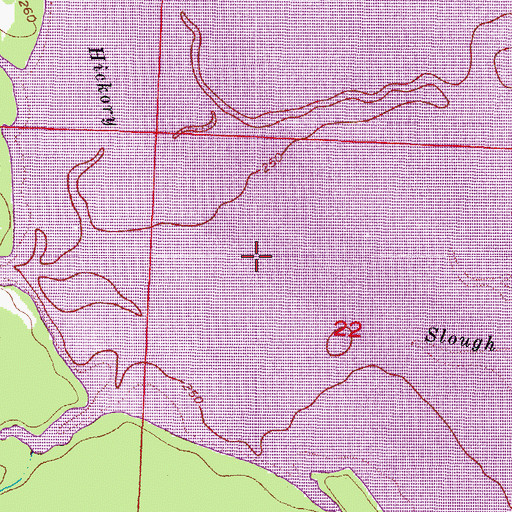 Topographic Map of Hickory Slough, AR