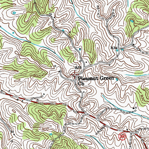 Topographic Map of Pleasant Green Church, KY