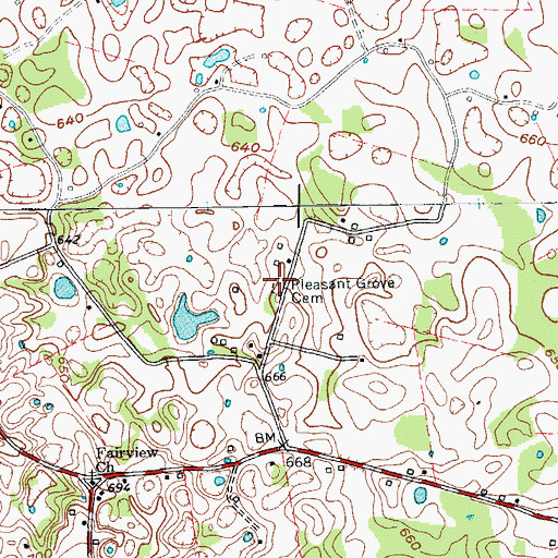Topographic Map of Pleasant Grove Cemetery, KY