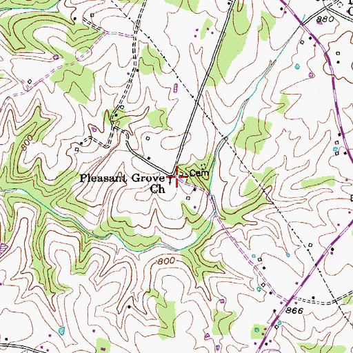 Topographic Map of Pleasant Grove Church, KY