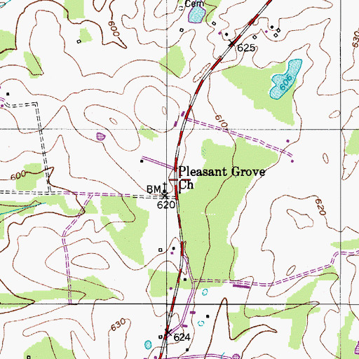 Topographic Map of Pleasant Grove Church, KY