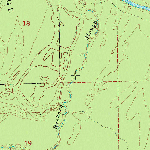 Topographic Map of Hickory Slough, AR