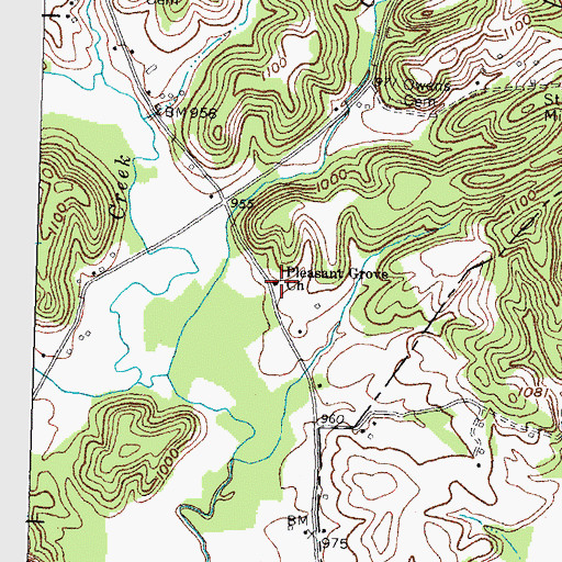 Topographic Map of Pleasant Grove Church, KY
