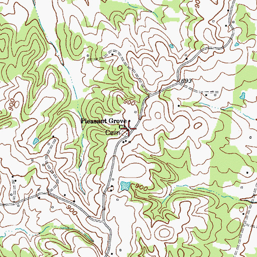 Topographic Map of Pleasant Grove Church, KY