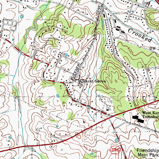 Topographic Map of Pleasant Grove Church, KY